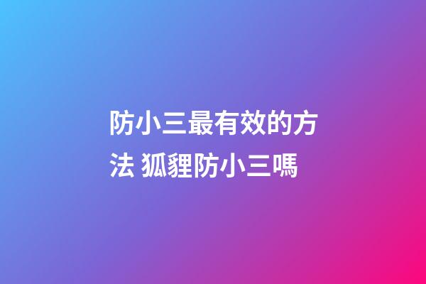 防小三最有效的方法 狐貍防小三嗎